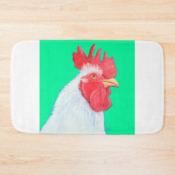 Item preview, White Rooster on green background designed and sold by MatsonArtDesign.