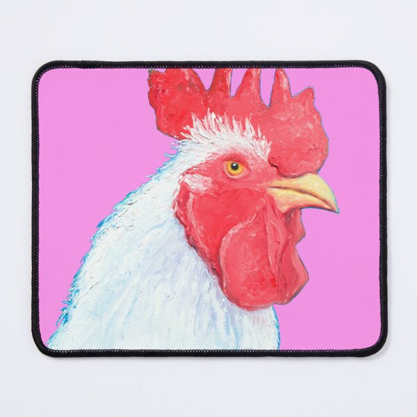 Item preview, White Rooster on pink background designed and sold by MatsonArtDesign.