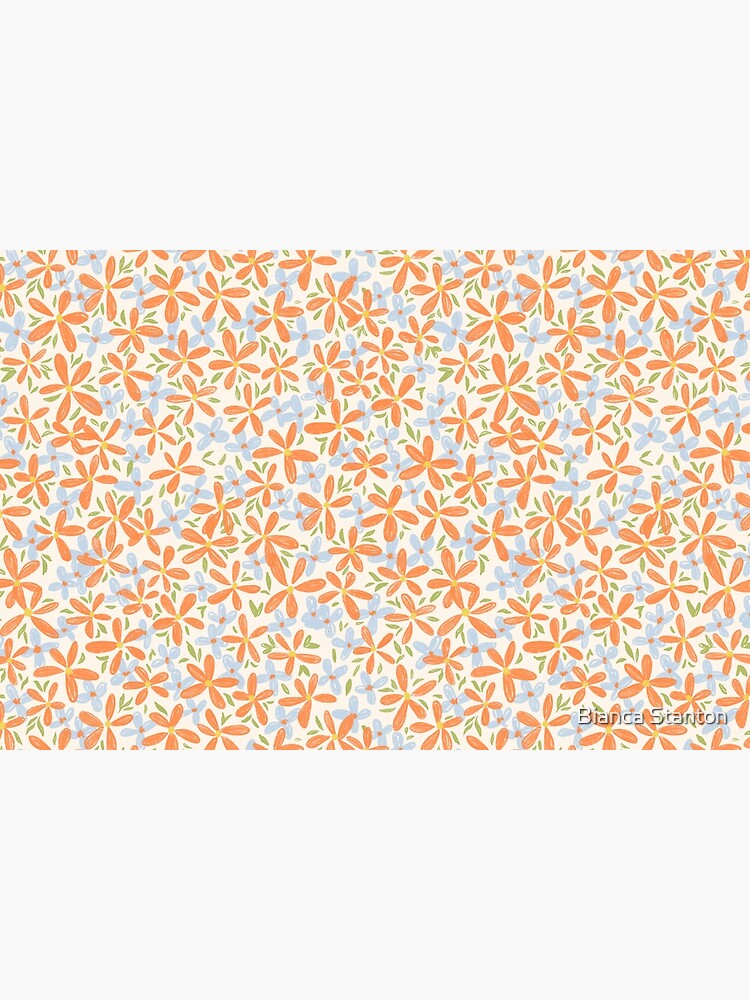 Disover Little ditsy floral print -peach, blue, ice blue, green, yellow Bath Mat