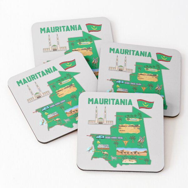 Item preview, tourist map of Mauritania, major cities, flag, symbols designed and sold by mashmosh.