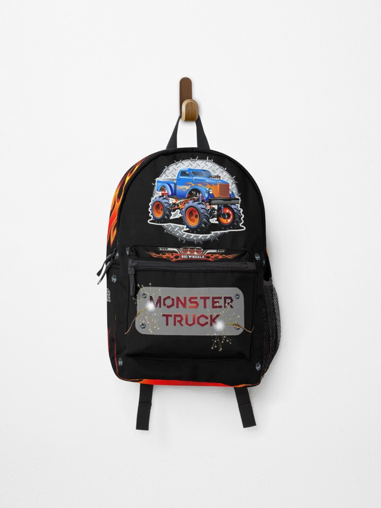 Monster truck shop book bag