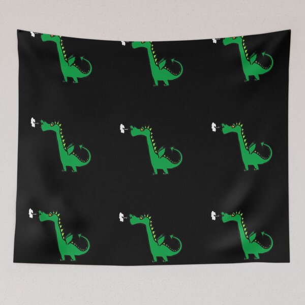 Item preview, Air breathing green dragon black pattern designed and sold by tetibright.