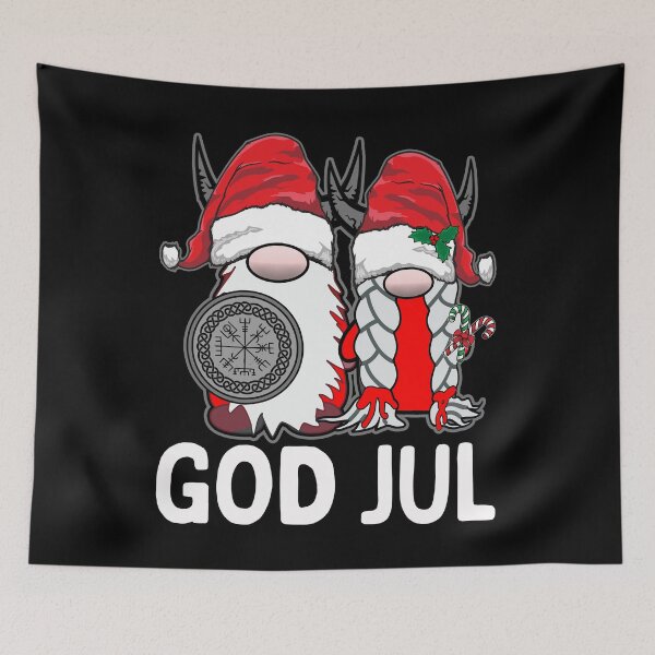 Item preview, God Jul Merry Christmas Nordic Viking Gnomes designed and sold by funnytshirtemp.