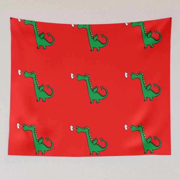 Item preview, Air breathing green dragon red pattern designed and sold by tetibright.