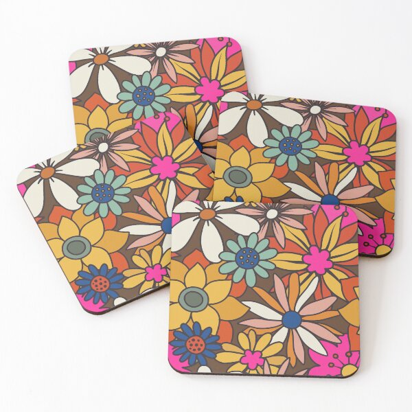 Item preview, 70s retro vintage flower power happy pattern designed and sold by PG Illustration.