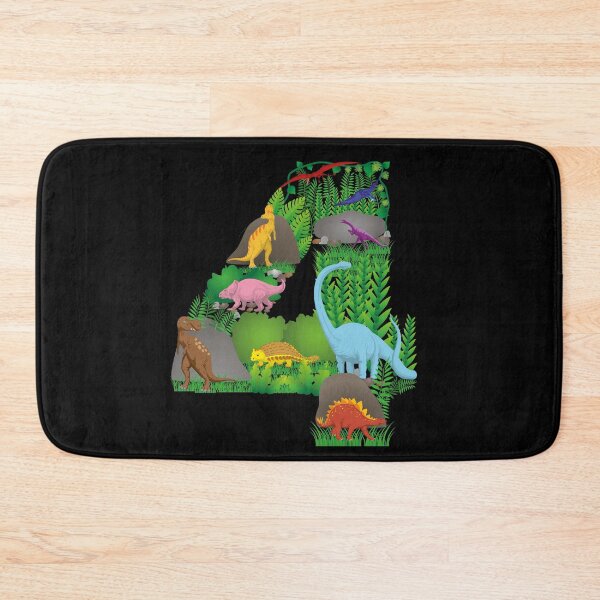 Item preview, Dinosaurs Jungle Scene fourth Birthday number four designed and sold by CreativiTee4u.