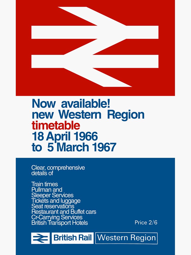 "BRITISH RAIL TIMETABLE 1966 to 1967" Sticker for Sale by