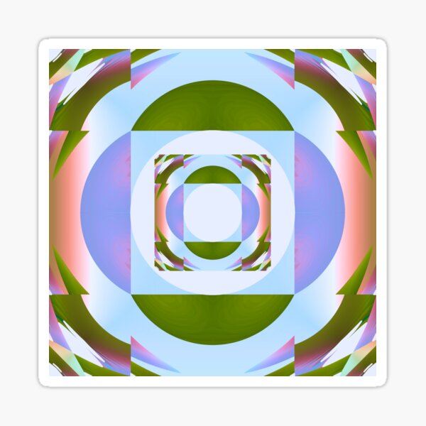 "Abstract Circle Pattern Green Digital Art" Sticker for Sale by
