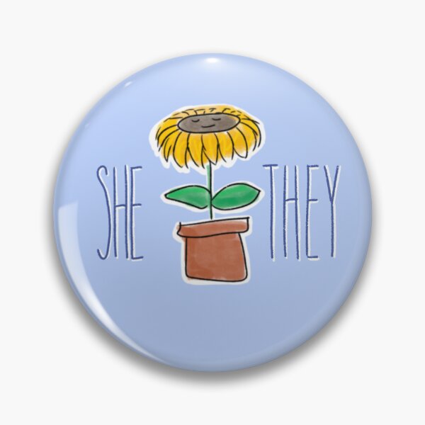 Item preview, Sunflower She They Pronoun Pin designed and sold by kylepeterart.