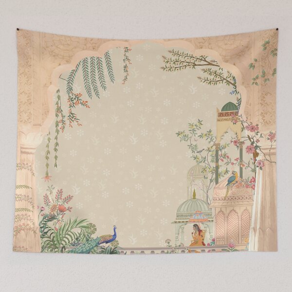 Item preview, Mughal Garden arch, queen seating in Garden, peacock designed and sold by artistsayeed.