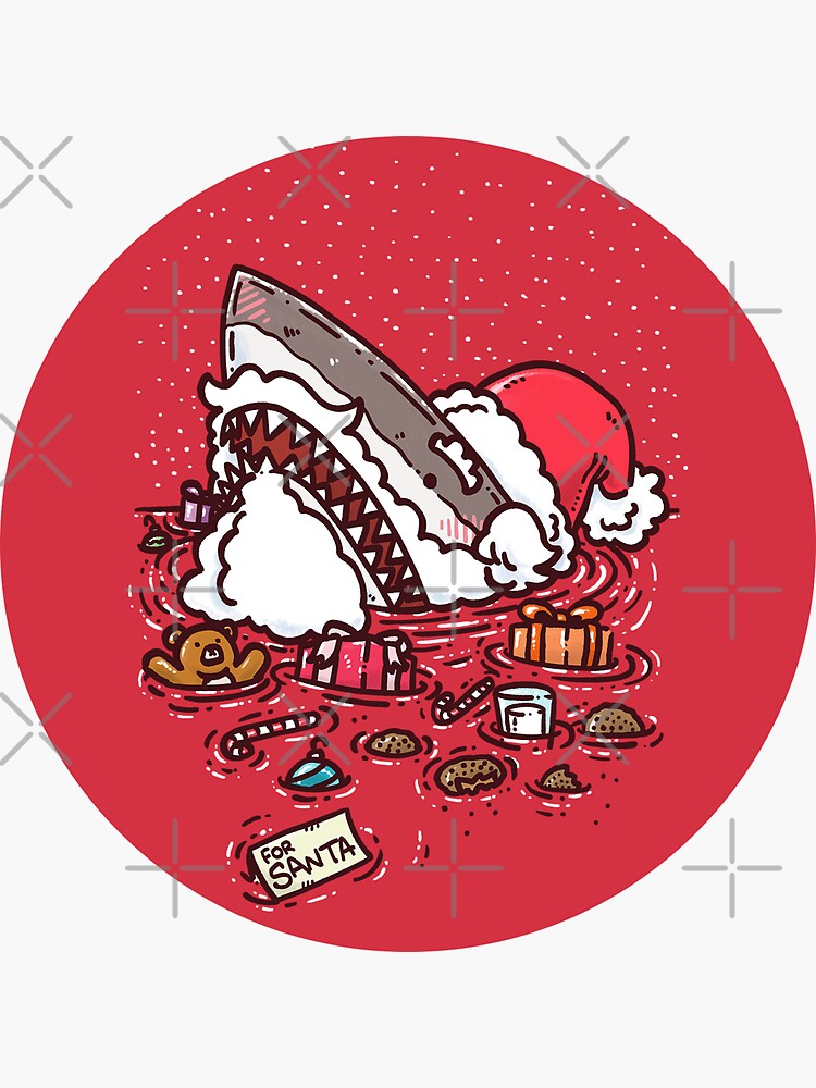 Thumbnail 3 of 3, Sticker, Jolly St Nick Shark designed and sold by nickv47.