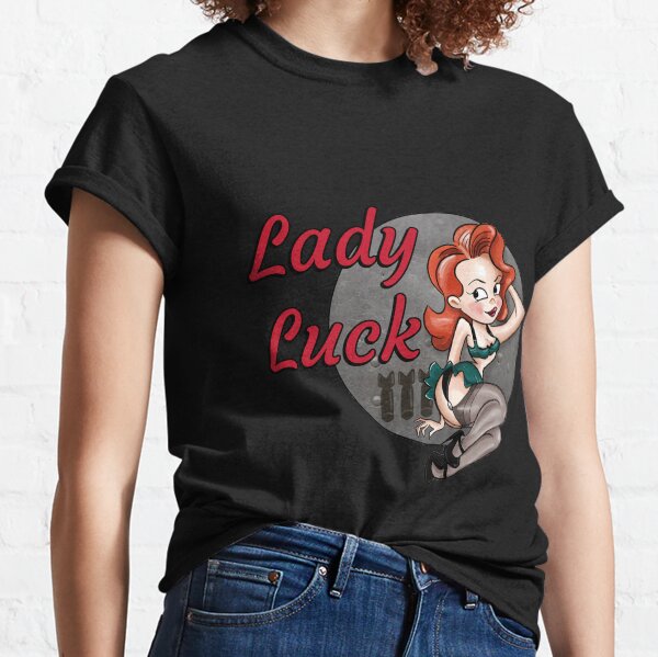 Lady Luck Redhead Lingerie Cartoon Nose Art Classic T-Shirt