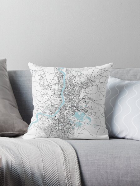 Kolkata Map Pillow - Calcutta Map Pillow 2024 18x18