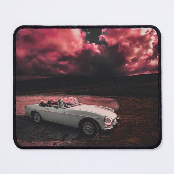 Item preview, White Classic MG Car on Pink Sky designed and sold by QuarterMoon.