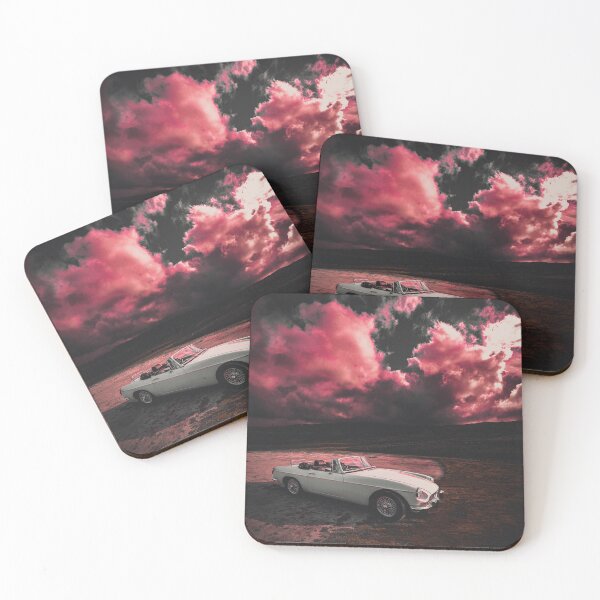 Item preview, White Classic MG Car on Pink Sky designed and sold by QuarterMoon.