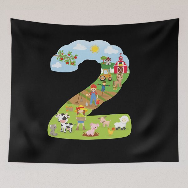 Item preview, Farm Animals second birthday Party theme number two T-shirt designed and sold by CreativiTee4u.