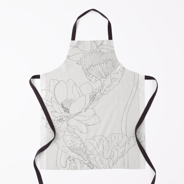 Item preview, Kingfisher and lotus flowers black and white designed and sold by PetitMartin.