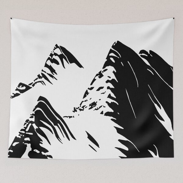 Item preview, Snowy Mountain Peaks Illustration Black and White designed and sold by Arkneer.