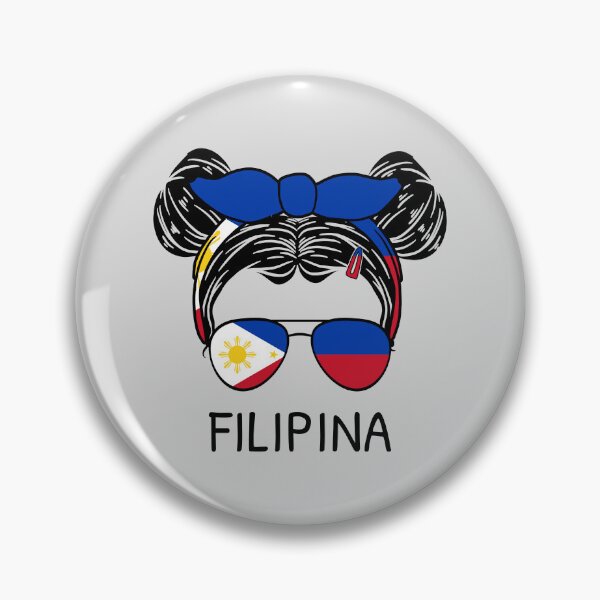 Aperçu de l'œuvre Drapeau des Philippines - Fille philippine Philippine avec des petits pains désordonnés I créée et vendue par Lemon Pepper.