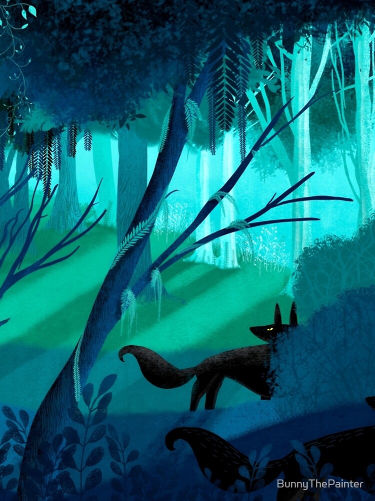 Shadow Wolves Stalk The Silver Wood by BunnyThePainter
