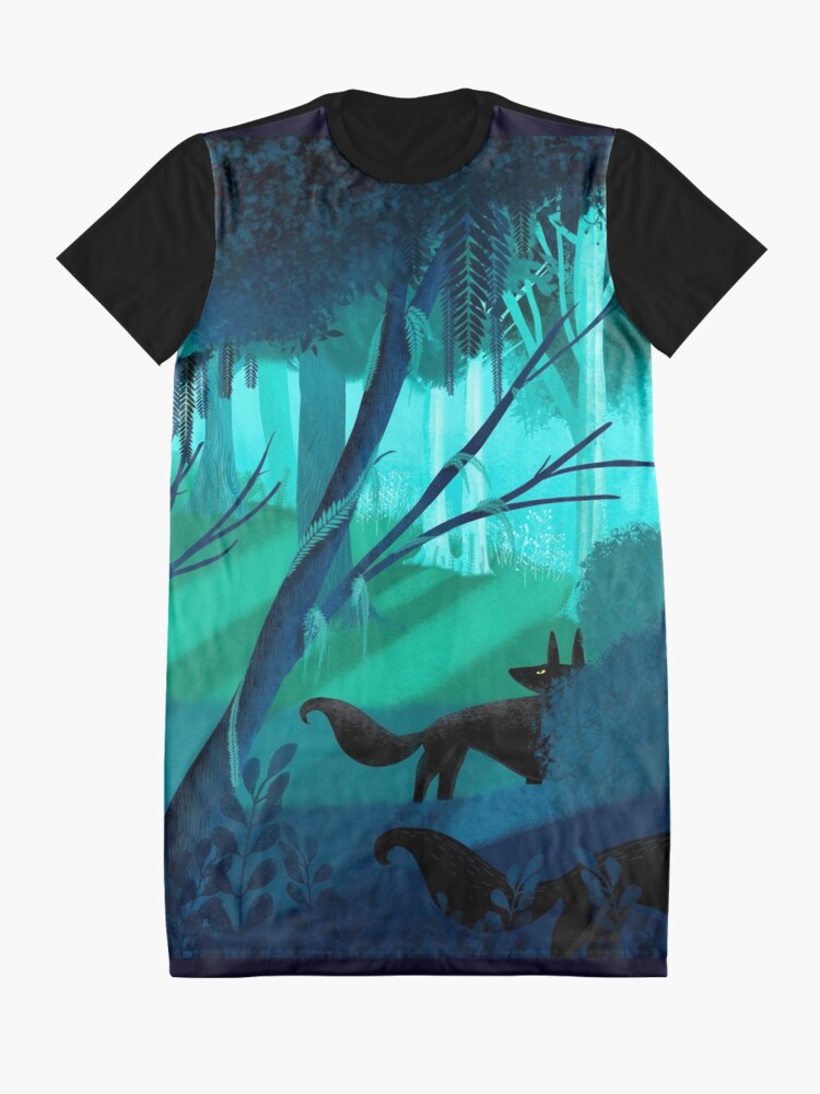 Alternate view of Shadow Wolves Stalk The Silver Wood Graphic T-Shirt Dress