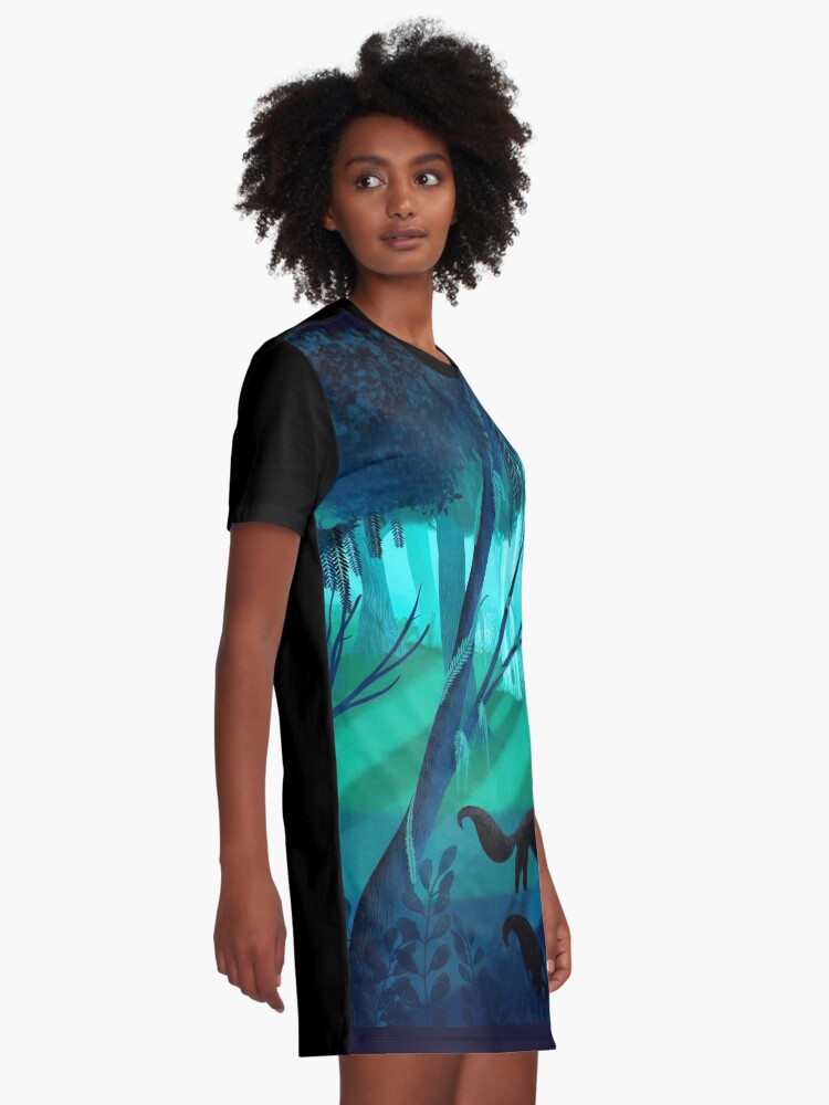 Alternate view of Shadow Wolves Stalk The Silver Wood Graphic T-Shirt Dress