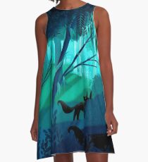 Shadow Wolves Stalk The Silver Wood A-Line Dress