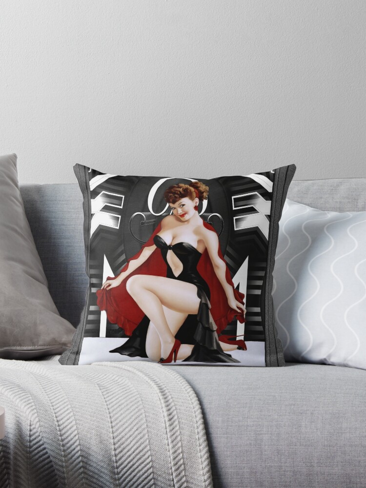 The Red Cape by Peter Driben - A Dynamic Beauty 4 The Red Cape by Peter Driben Remastered Vintage Retro Xzendor7 Art Reproductions Decorative Art Print Throw Pillow