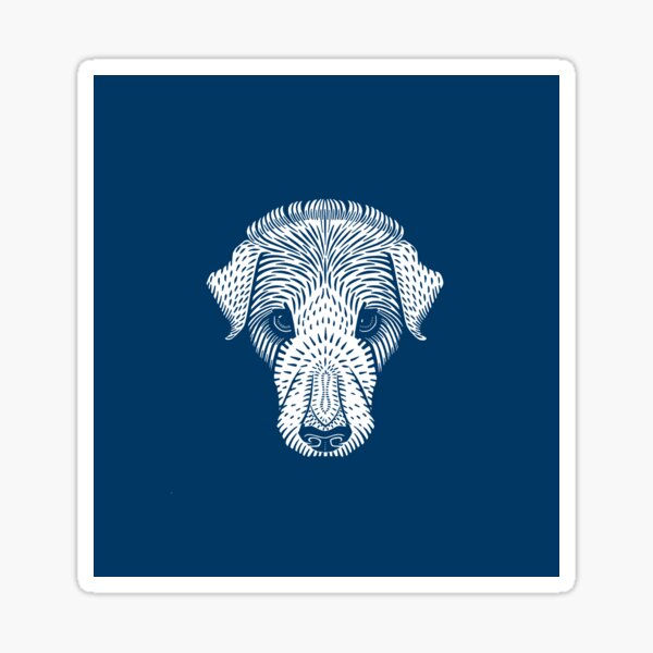 Reproduction Dog's head illustration by Julie de Graag (blue) Sticker