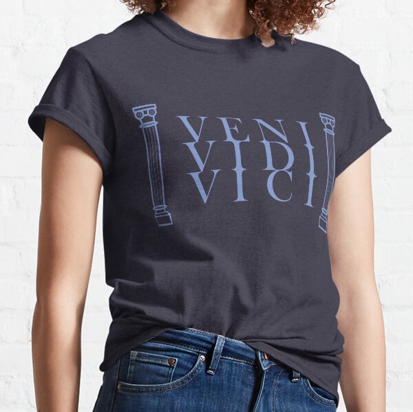 COME, SEE, VICI. (3) Blue letters on a black background. Classic T-Shirt