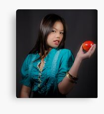 Girl with an Apple Canvas Print