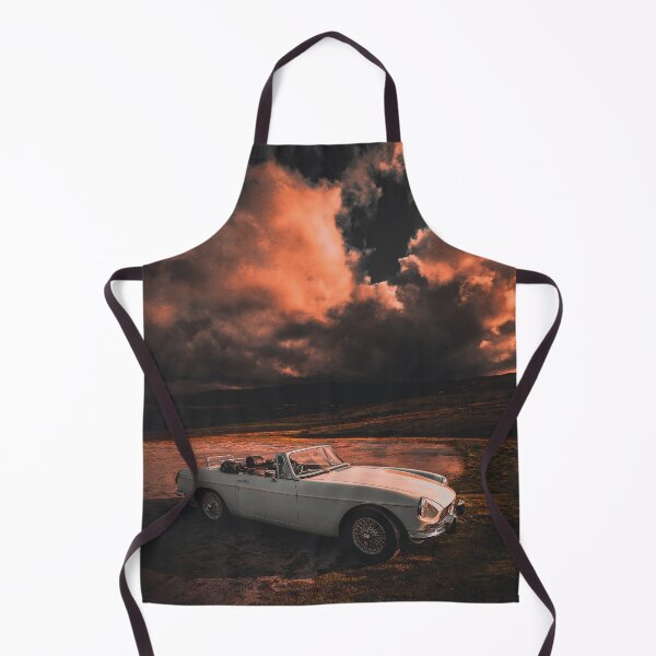 Item preview, White Classic MG Car on Orange Sky designed and sold by QuarterMoon.
