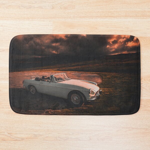 Item preview, White Classic MG Car on Orange Sky designed and sold by QuarterMoon.