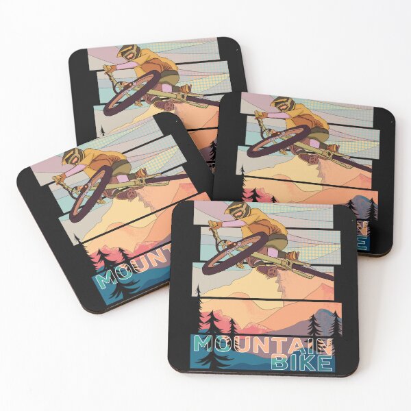 Item preview, Retro MountainBiker jumps MTB over table front of mountains designed and sold by Cedinho.