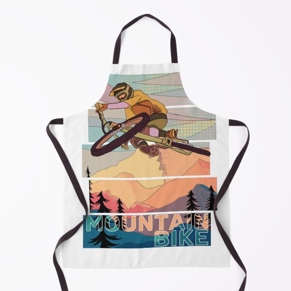 Item preview, Retro MountainBiker jumps MTB over table front of mountains designed and sold by Cedinho.
