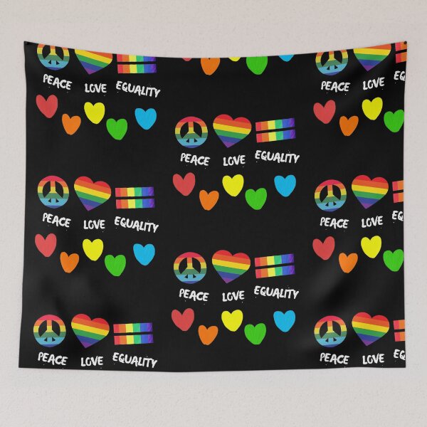 Item preview, Peace Love Equality Colorful Hearts In Black designed and sold by LuckyKermit.