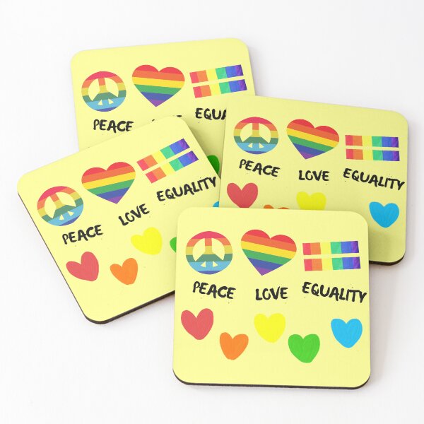 Item preview, Peace Love Equality Colorful Hearts In Yellow designed and sold by LuckyKermit.