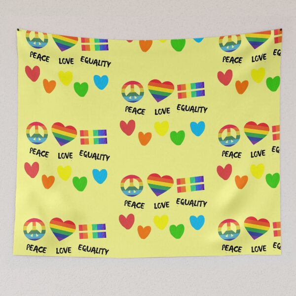 Item preview, Peace Love Equality Colorful Hearts In Yellow designed and sold by LuckyKermit.