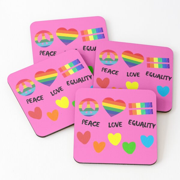 Item preview, Peace Love Equality Colorful Hearts In Pink designed and sold by LuckyKermit.