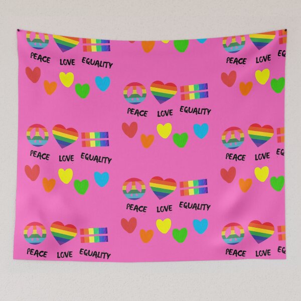Item preview, Peace Love Equality Colorful Hearts In Pink designed and sold by LuckyKermit.