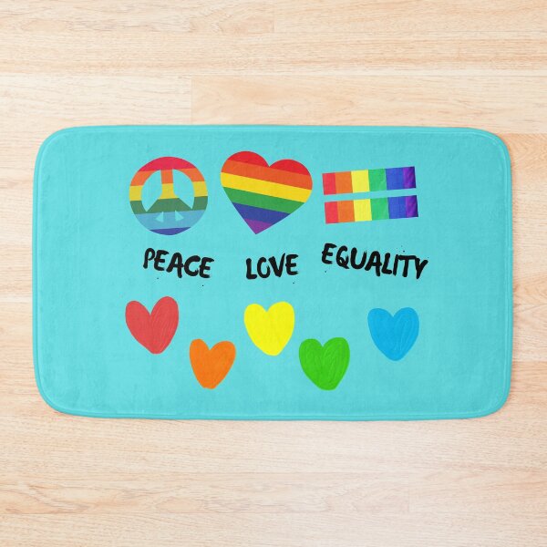Item preview, Peace Love Equality Colorful Hearts In Cyan designed and sold by LuckyKermit.