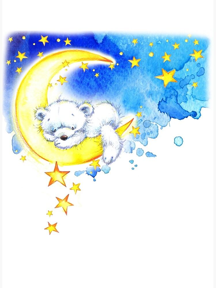 teddy bear sleeping on the moon