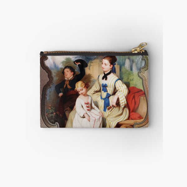 Item preview, Girl With A Fan And Two Children In Elegant Dress Remastered Xzendor7 Retro Vintage Art Reproductions designed and sold by Xzendor7 Digital Art Creations.