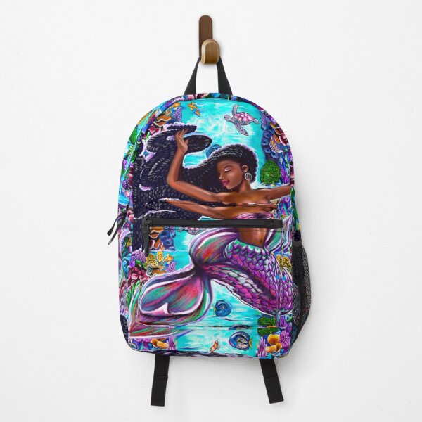 Item preview, mermaid underwater with flowing braids on a coral reef, Afro hair and caramel brown skin designed and sold by Artonmytee.