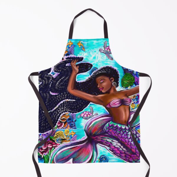 Item preview, mermaid underwater with flowing braids on a coral reef, Afro hair and caramel brown skin designed and sold by Artonmytee.