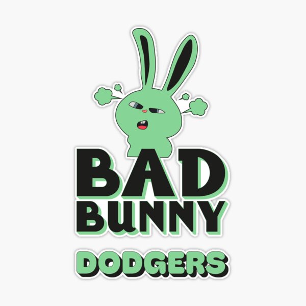 Bad bunny Dodgers, Bunny love, Angry Rabbit, Funny Sticker for Sale by  MarianNieuw