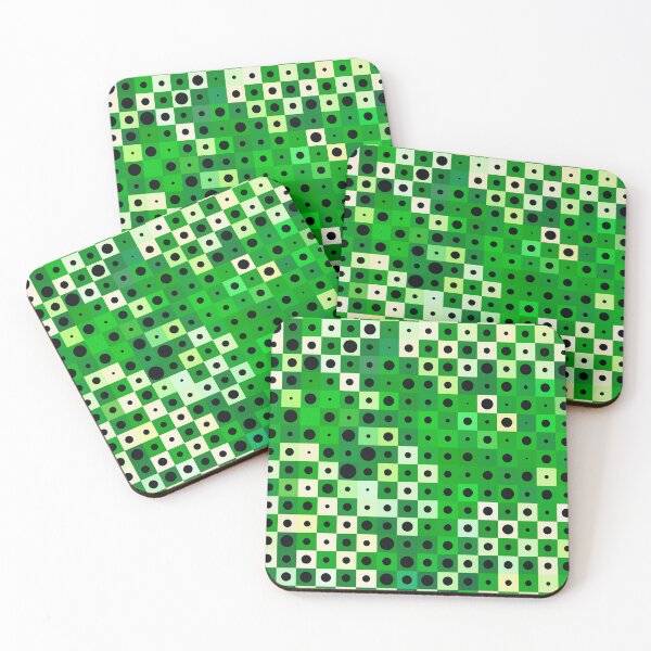 Item preview, abstract green pattern with monochrome geometric shapes designed and sold by siwabudda.