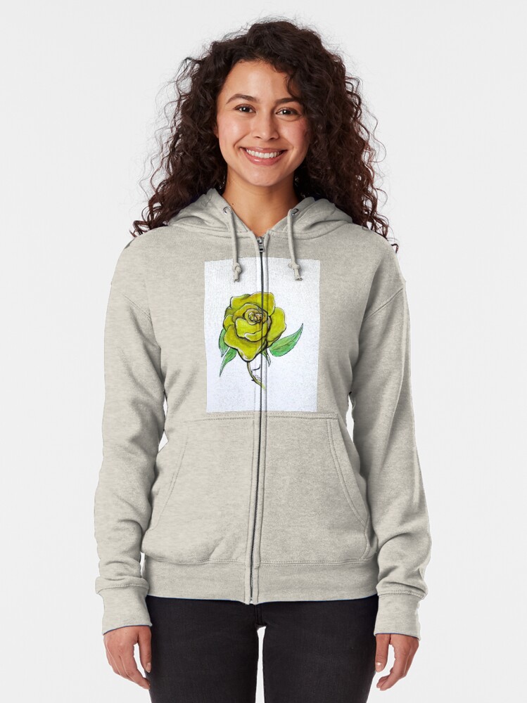 Alternate view of Yellow-Green Rose Zipped Hoodie