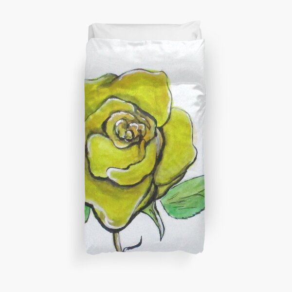 Yellow-Green Rose Duvet Cover
