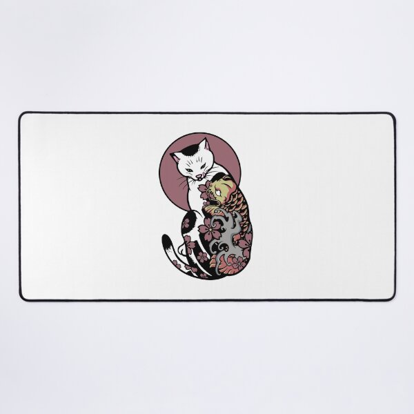 Item preview, Monmon cat - Cat with japanese tattoo -Koï Fish designed and sold by Kumabushi.